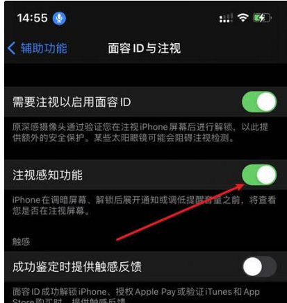 南通苹果14维修网点分享iPhone14注视感知功能有什么用 